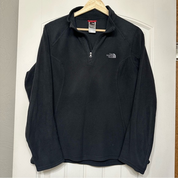 Women’s Light Weight Long Sleeve Fleece North Face Half Zip Jacket Black Large - Picture 1 of 6